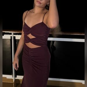 Princess Polly Maroon / Purple Berry Elegant Evening Gown Maxi Dress Size 6